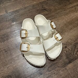 Birkenstock Arizona Big Buckle Slide Sandal Eggshell